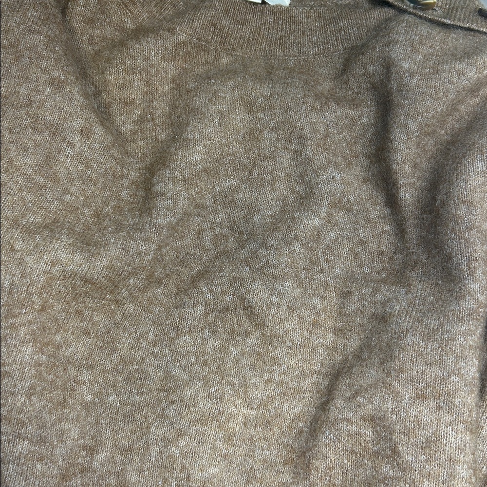 Sezane Tan Button-Detail Crew Neck Sweater - Picture 4 of 15